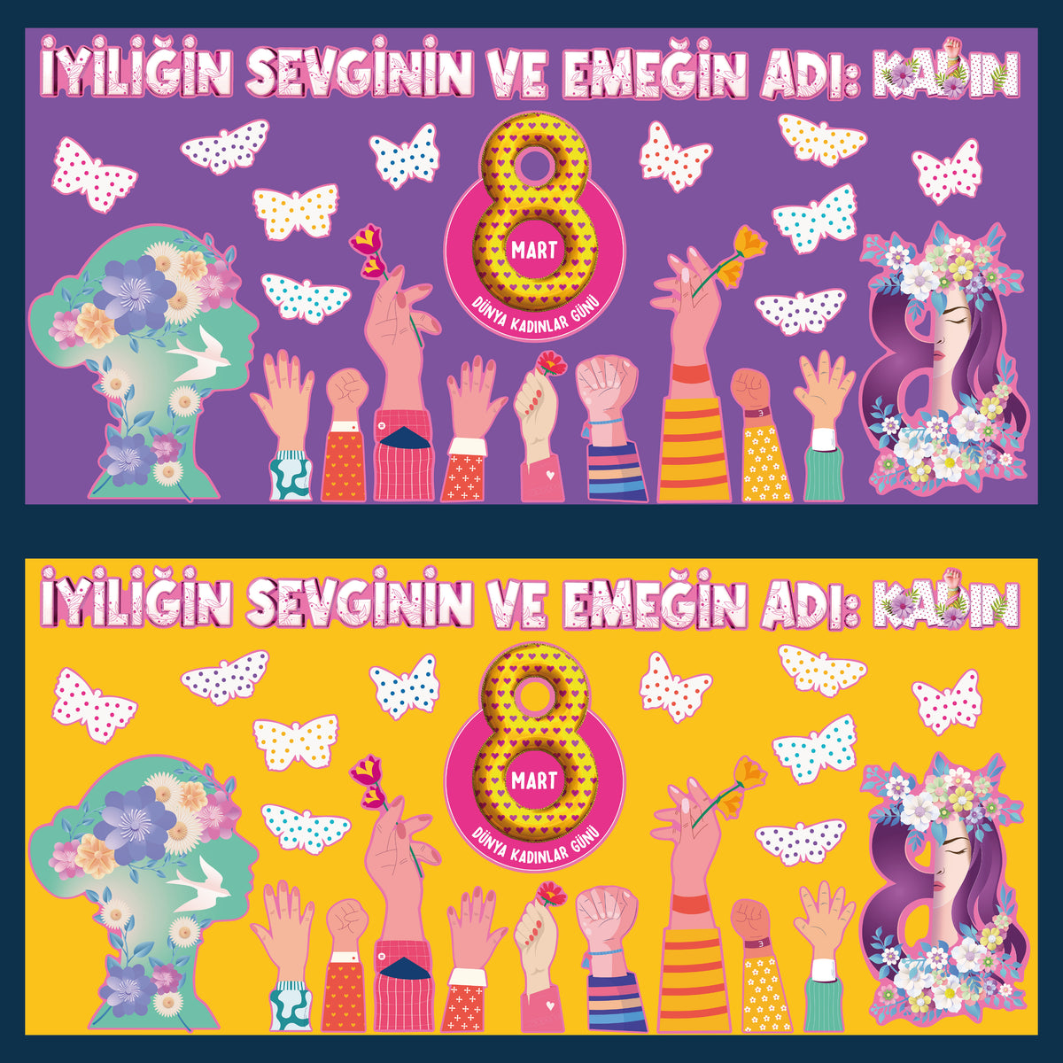 8 Mart Dünya Kadınlar Günü Sınıf Panosu Seti (170x80 cm)-zoom-3