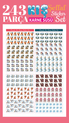 Kış Evi Karne Süsü Şeffaf Sticker Set - pinoobi
