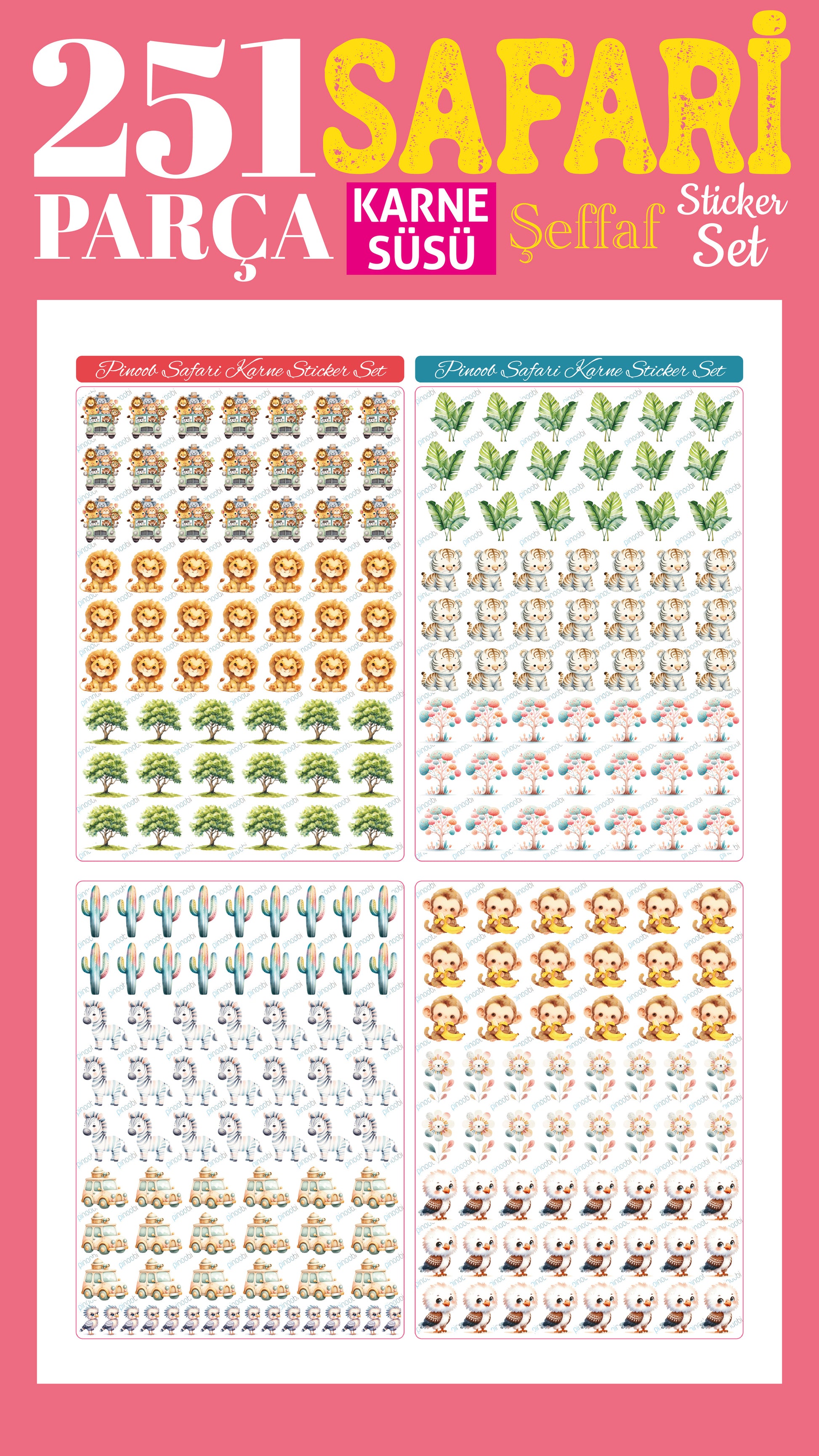 Safari Karne / Gelişim Raporu Şeffaf Sticker Set - pinoobi
