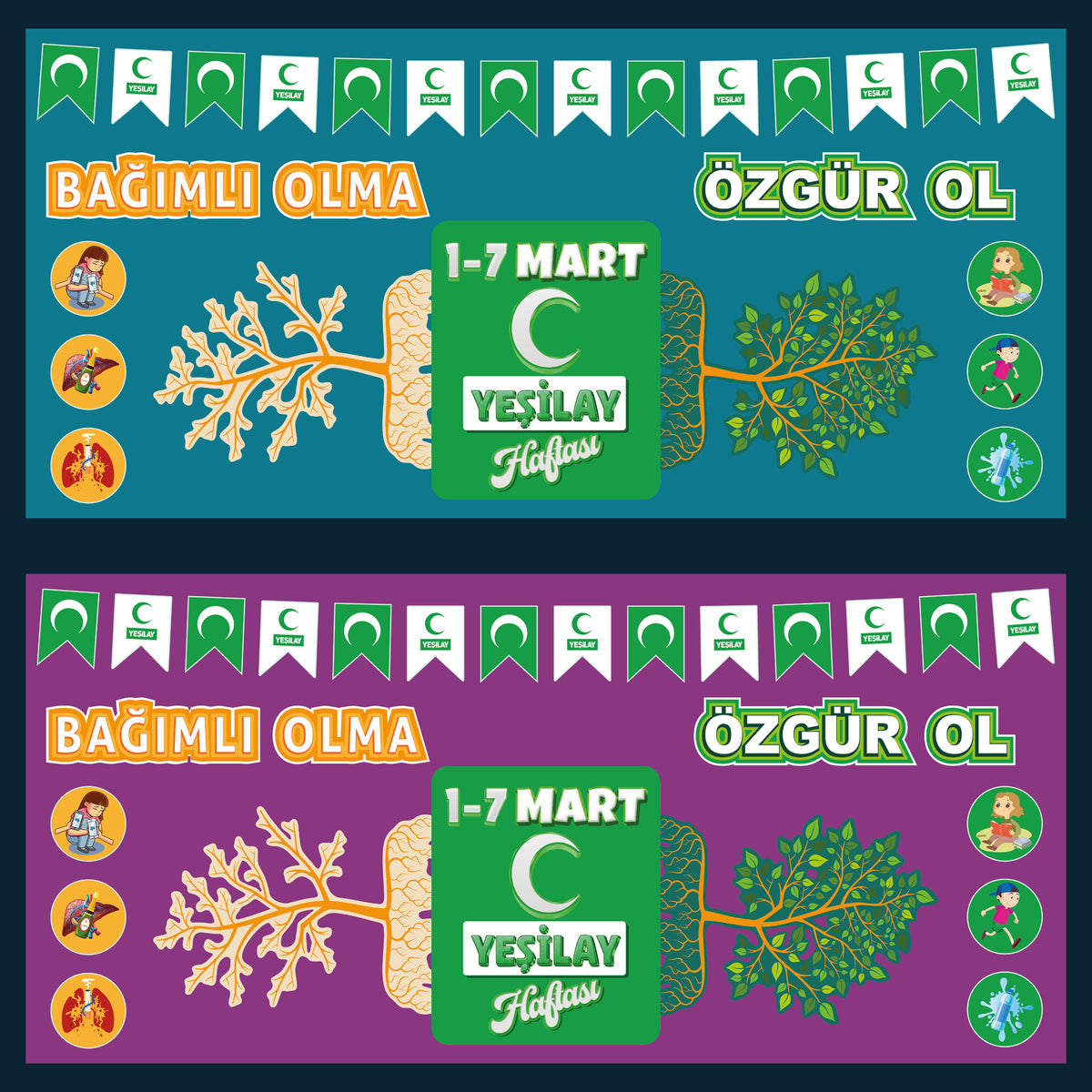 Yeşilay Haftası Sınıf ve Okul Panosu Seti (170x80 cm)-3