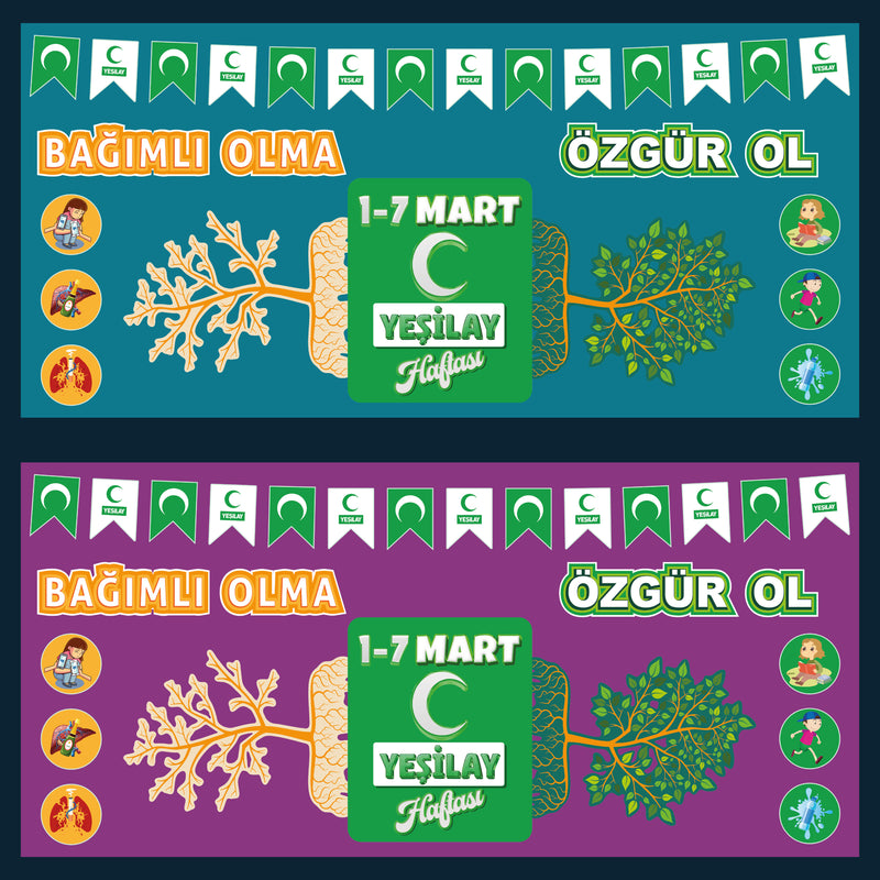 Yeşilay Haftası Sınıf ve Okul Panosu Seti (170x80 cm)-zoom-