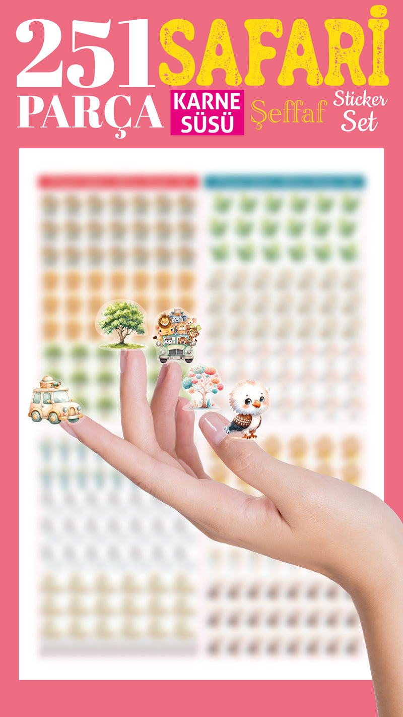 Safari Karne / Gelişim Raporu Şeffaf Sticker Set-zoom-