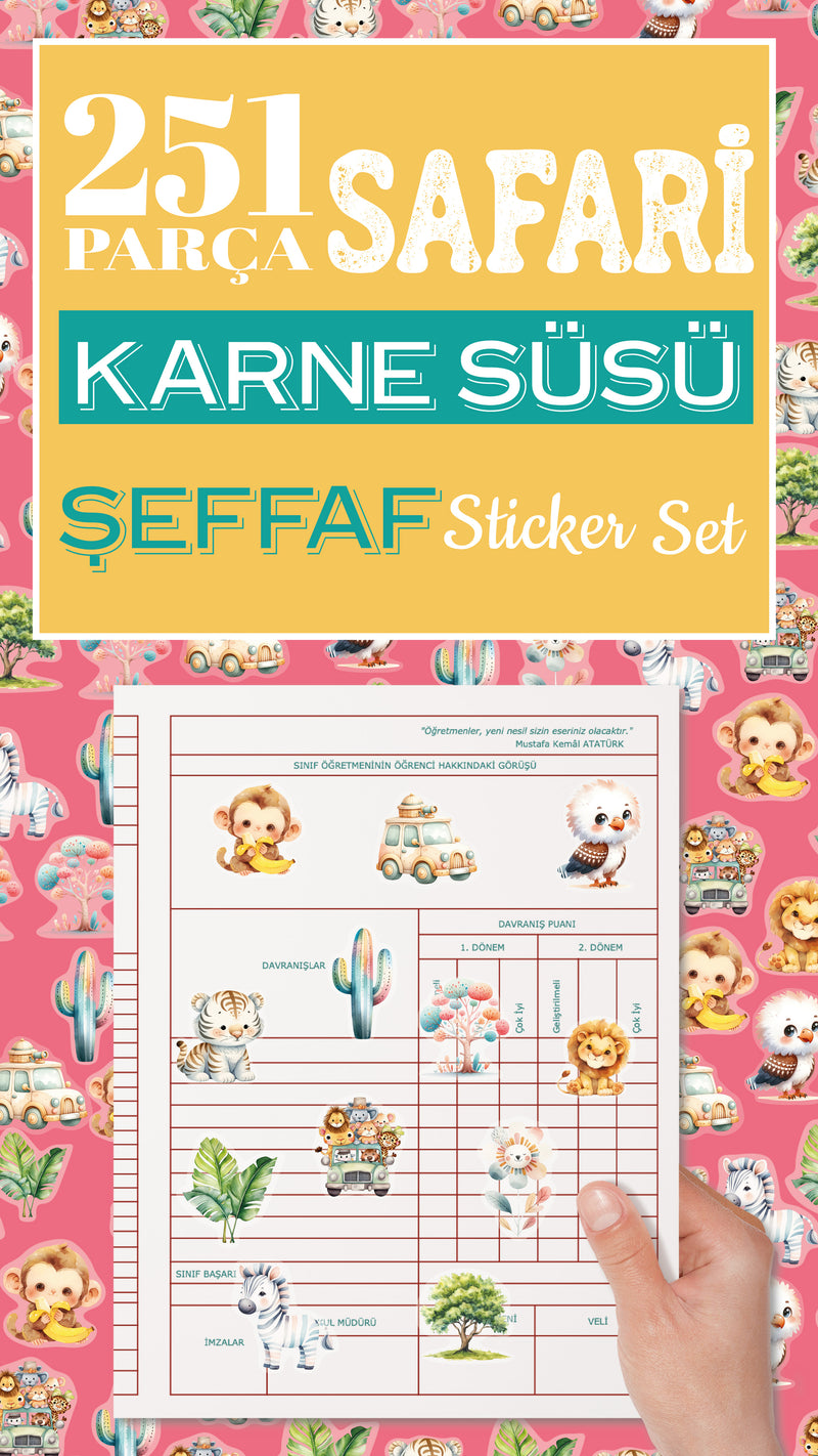 Safari Karne / Gelişim Raporu Şeffaf Sticker Set-zoom-
