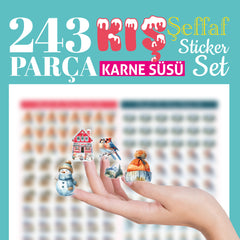 Kış Evi Karne Süsü Şeffaf Sticker Set - pinoobi