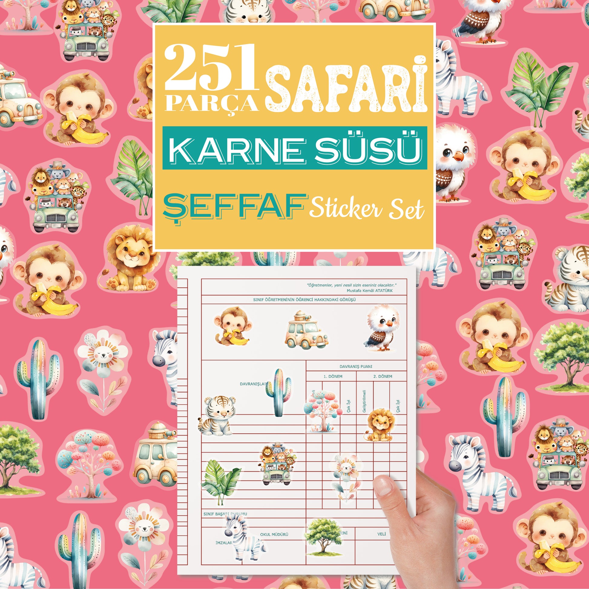 Safari Karne / Gelişim Raporu Şeffaf Sticker Set - pinoobi