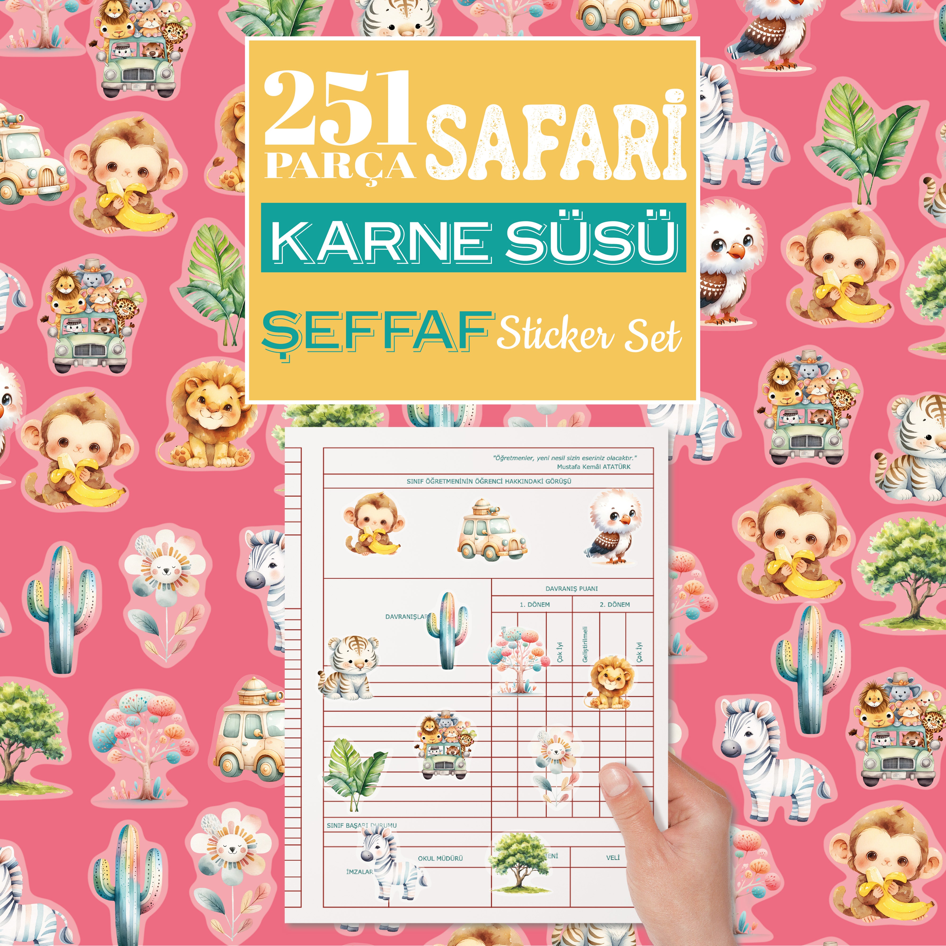 Safari Karne / Gelişim Raporu Şeffaf Sticker Set - pinoobi