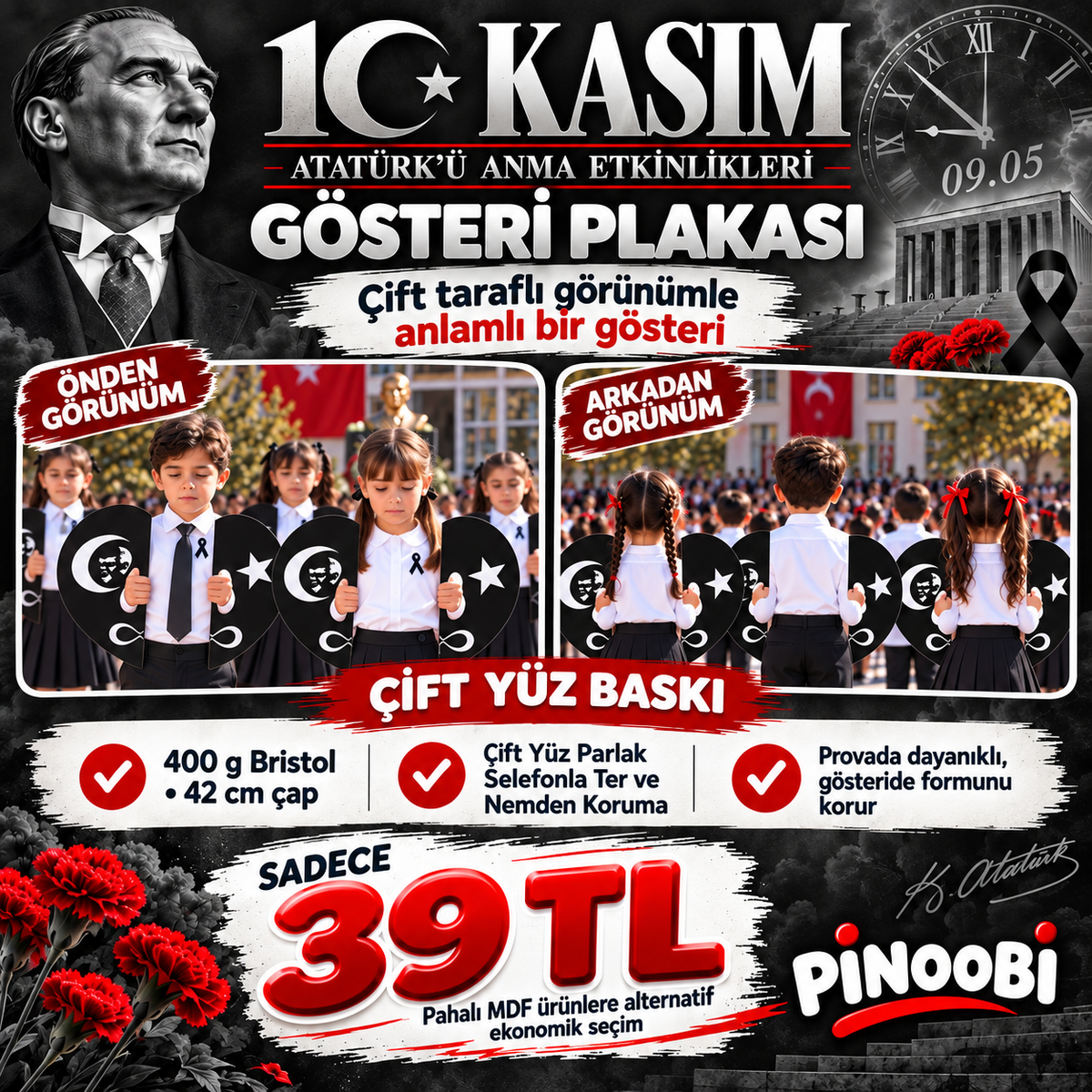 10 Kasım Atatürk'ü Anma Günü Koreografi Gösteri Plakası (Ay-Yıldız-Kalp)-3