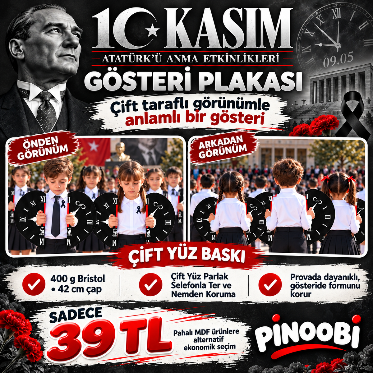 10 Kasım Atatürk'ü Anma Günü Koreografi Gösteri Plakası (Saat-Kalp)-zoom-2