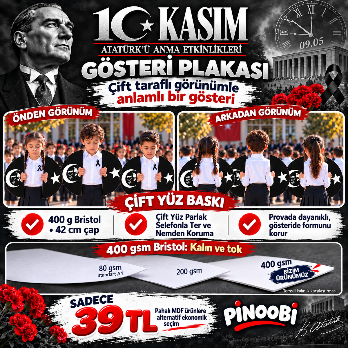 10 Kasım Atatürk'ü Anma Günü Koreografi Gösteri Plakası (Ay-Yıldız-Daire)-2