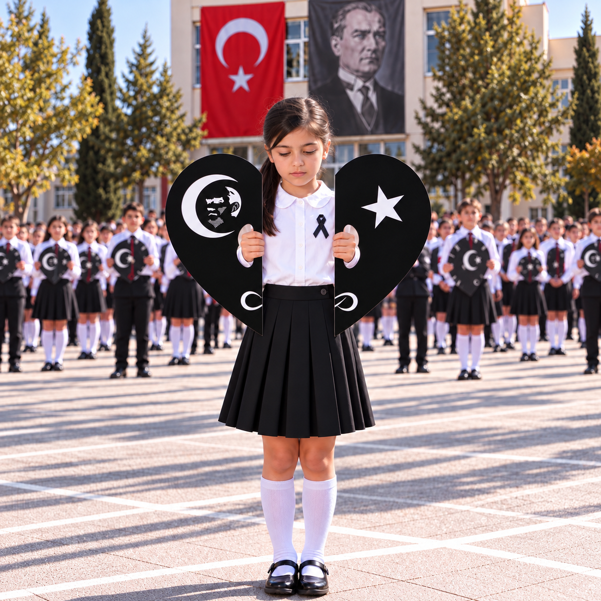 10 Kasım Atatürk'ü Anma Günü Koreografi Gösteri Plakası (Ay-Yıldız-Kalp)-1