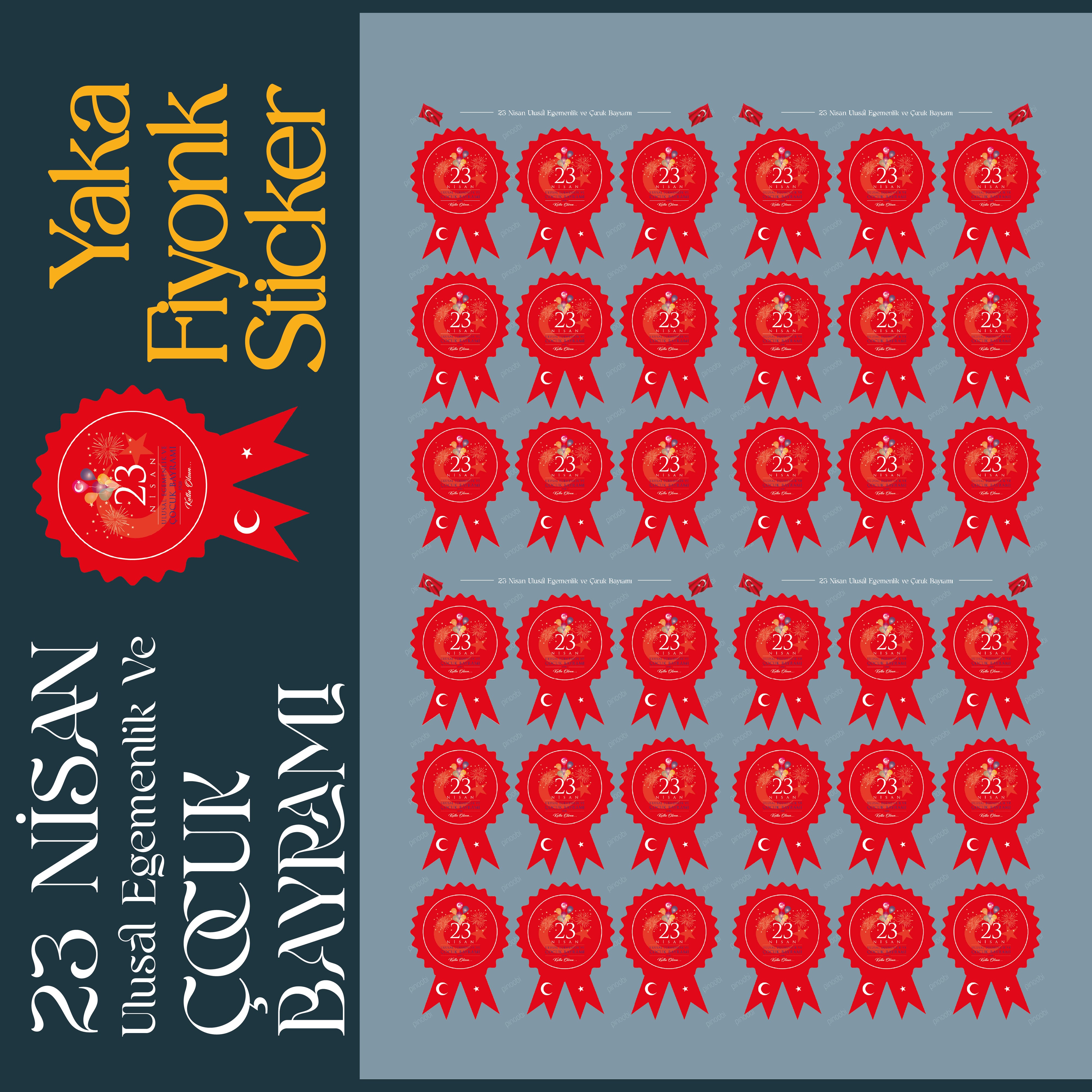 23 Nisan Yaka Fiyonk Sticker Set - pinoobi