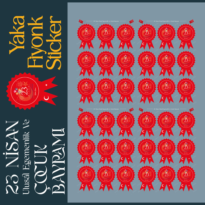 23 Nisan Yaka Fiyonk Sticker Set-zoom-