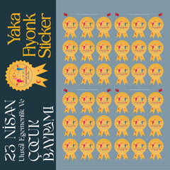 23 Nisan Yaka Fiyonk Sticker Set - pinoobi