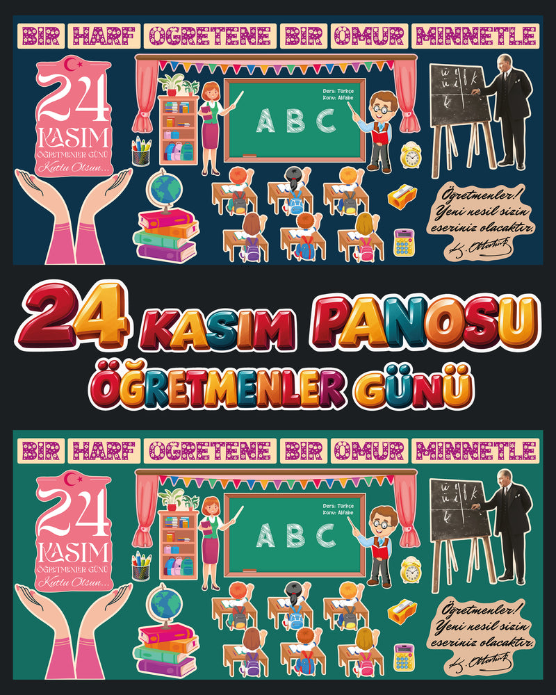 24 Kasım Öğretmenler Günü Sınıf ve Okul Panosu Seti-zoom-