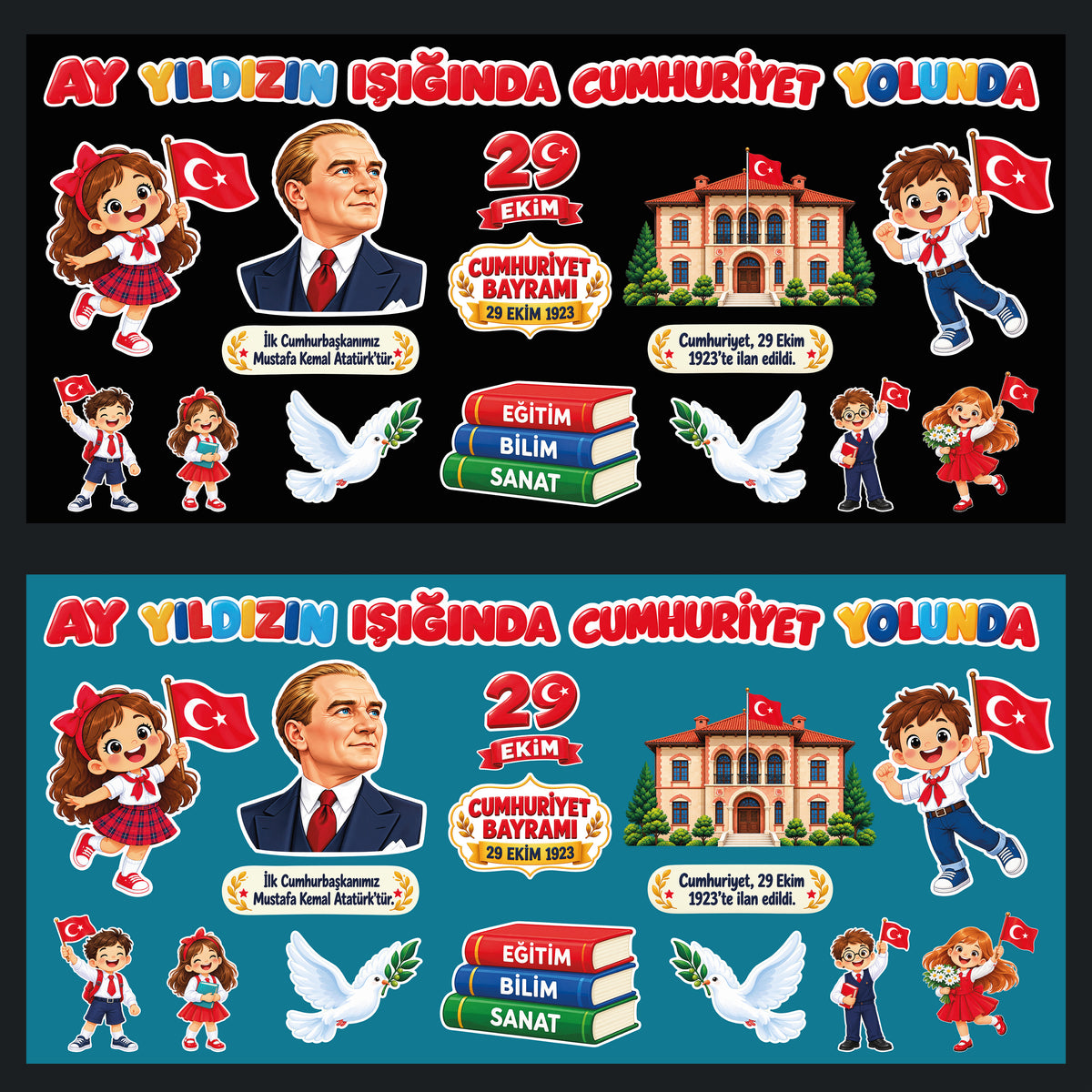29 Ekim Cumhuriyet Bayramı Sınıf ve Okul Panosu Seti (170x80 cm)-zoom-2