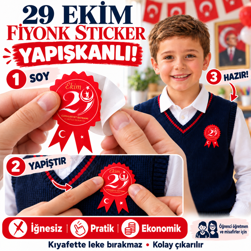29 Ekim Cumhuriyet Bayramı Fiyonk Sticker Seti-zoom-