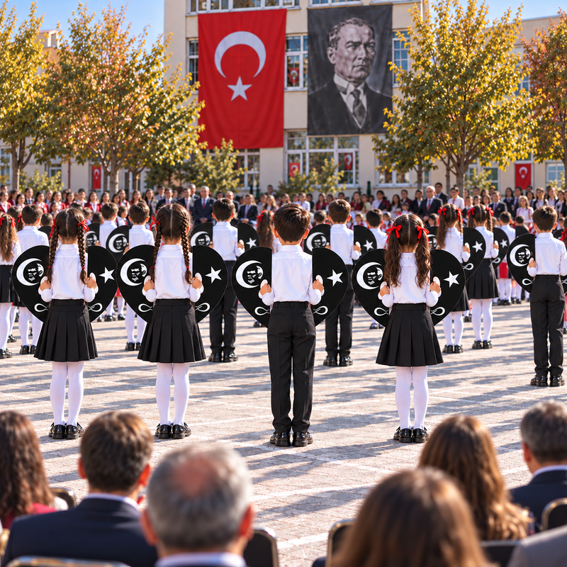 10 Kasım Atatürk'ü Anma Günü Koreografi Gösteri Plakası (Ay-Yıldız-Kalp)-zoom-