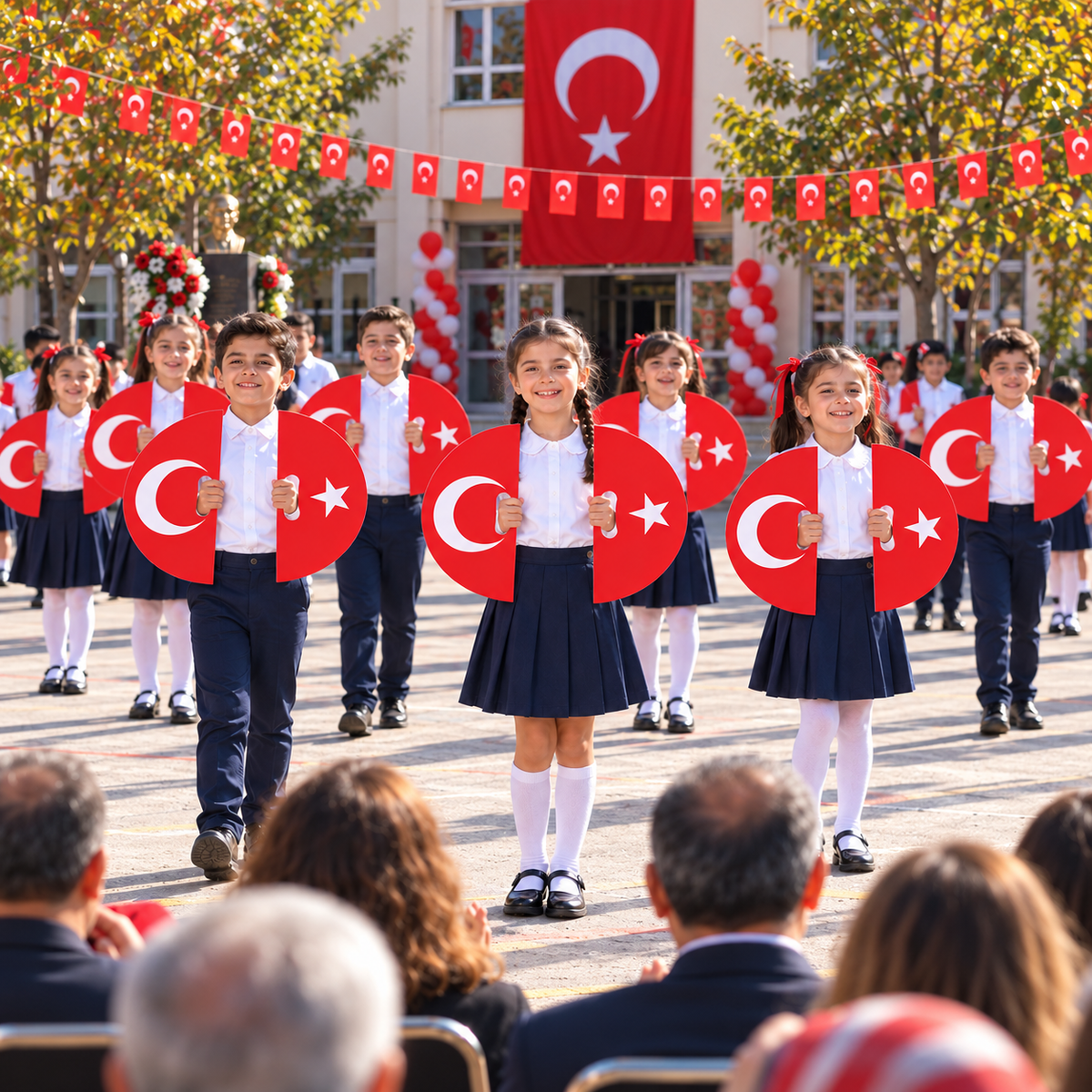 29 Ekim Cumhuriyet Bayramı Çift Taraflı Gösteri Plakası (Ay-Yıldızlı Koreografi Plakası)