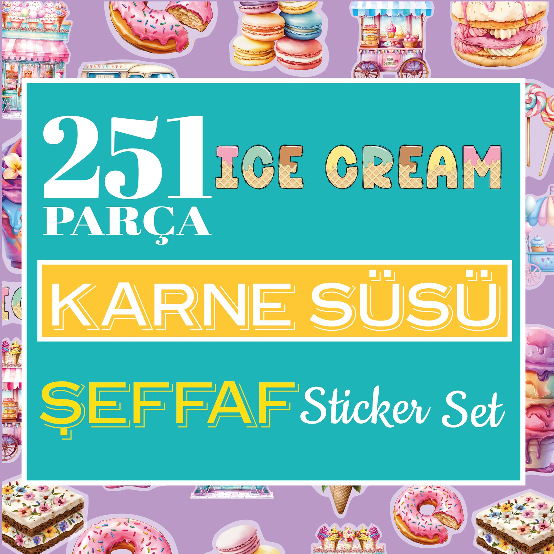 Dondurma Karne/Gelişim Raporu Süsü Şeffaf Sticker Seti - pinoobi