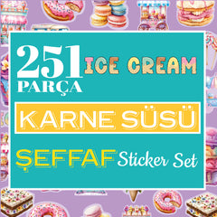 Dondurma Karne/Gelişim Raporu Süsü Şeffaf Sticker Seti - pinoobi
