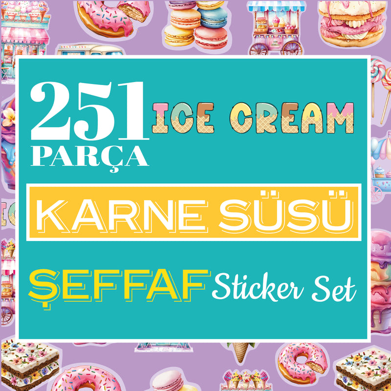 Dondurma Karne/Gelişim Raporu Süsü Şeffaf Sticker Seti-zoom-