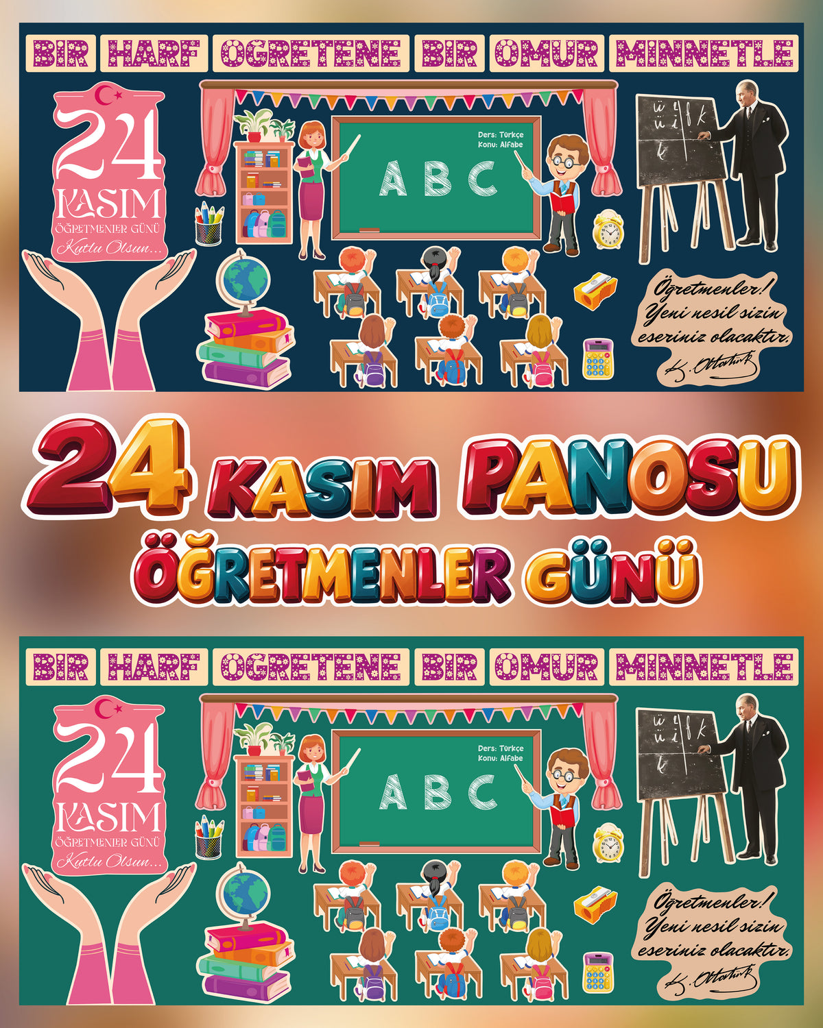 24 Kasım Öğretmenler Günü Sınıf ve Okul Panosu Seti-6