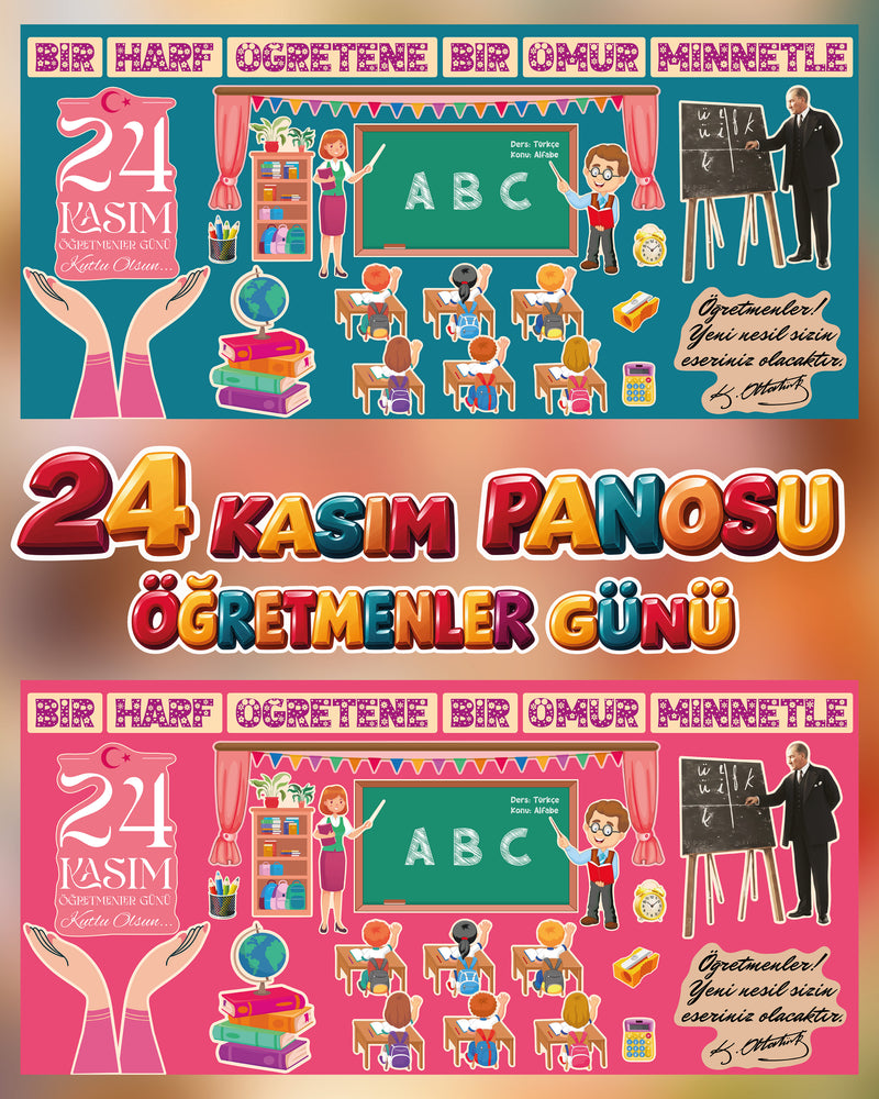 24 Kasım Öğretmenler Günü Sınıf ve Okul Panosu Seti-zoom-