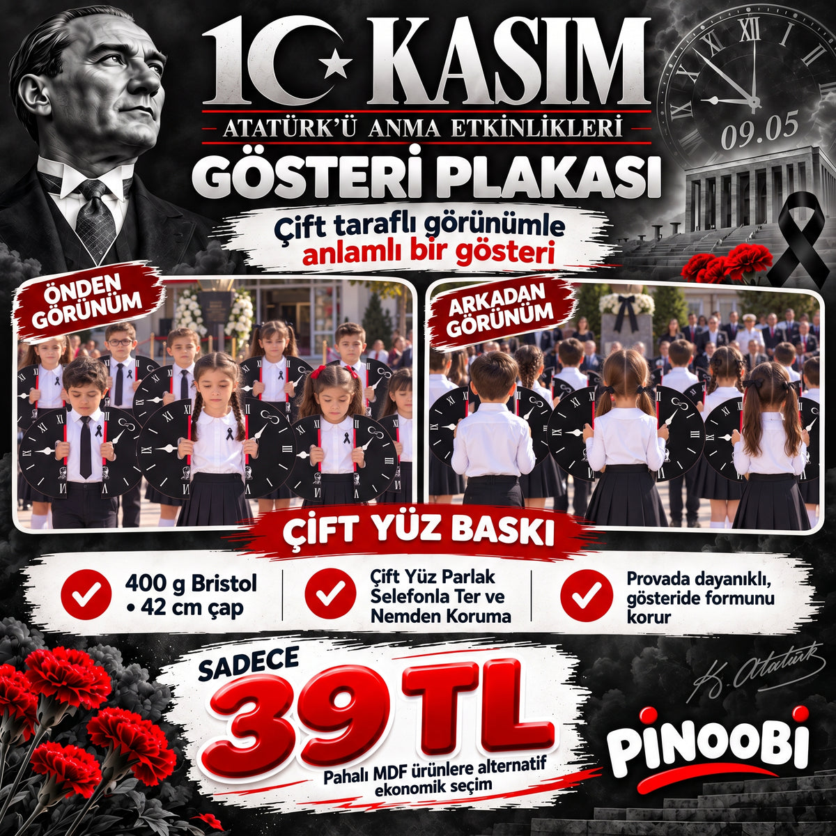 10 Kasım Atatürk'ü Anma Günü Koreografi Gösteri Plakası (Saat-Daire)-zoom-2