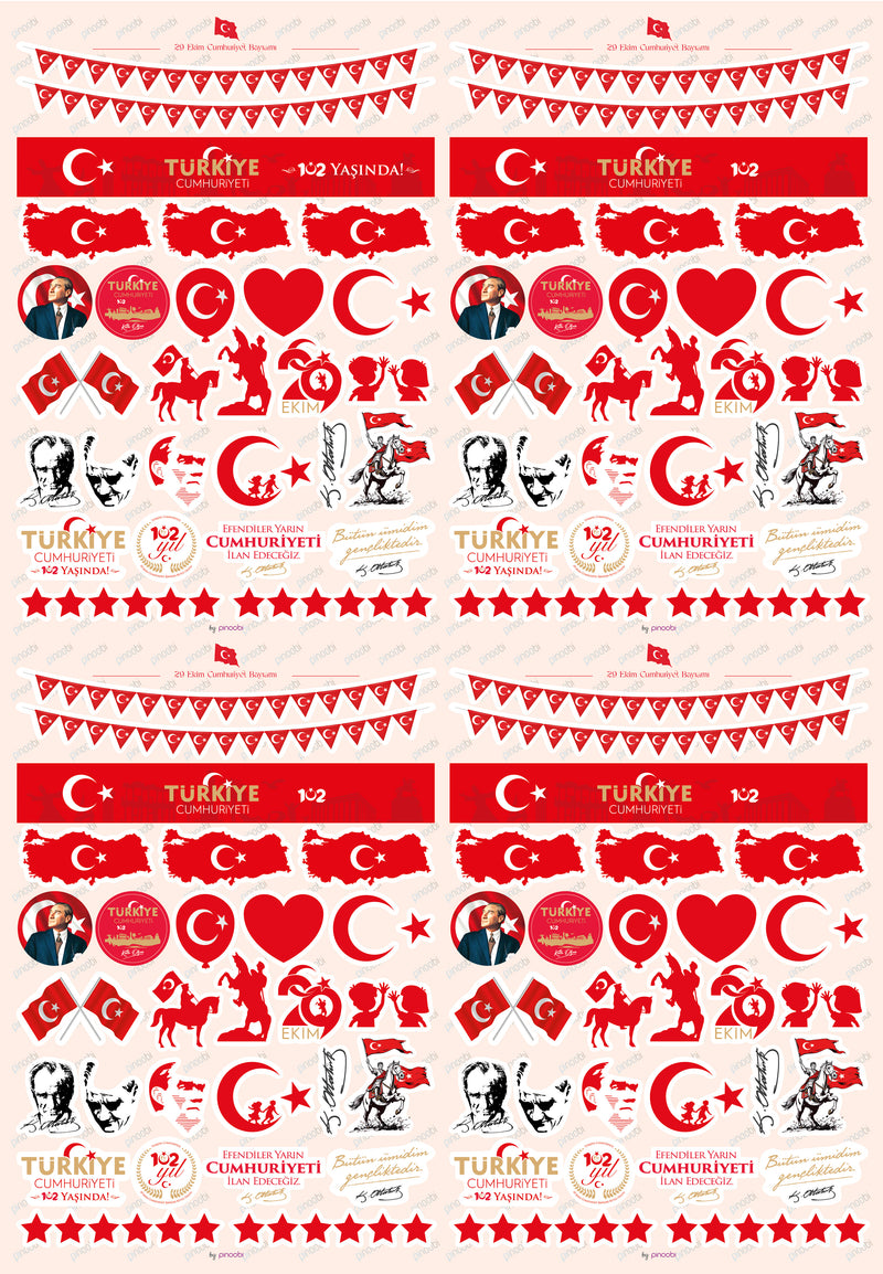 29 Ekim Defter Süsü Şeffaf Sticker Set-zoom-