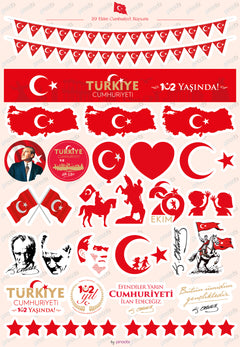 29 Ekim Defter Süsü Şeffaf Sticker Set - pinoobi