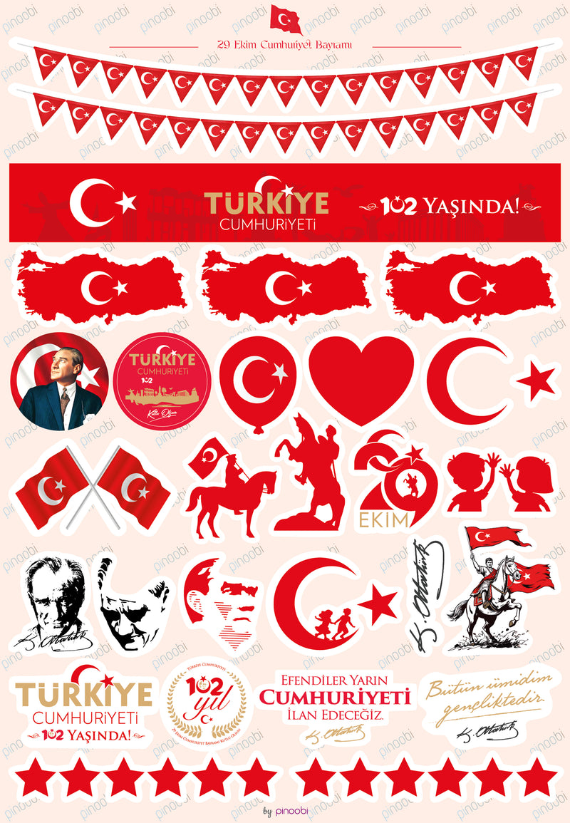29 Ekim Defter Süsü Şeffaf Sticker Set-zoom-
