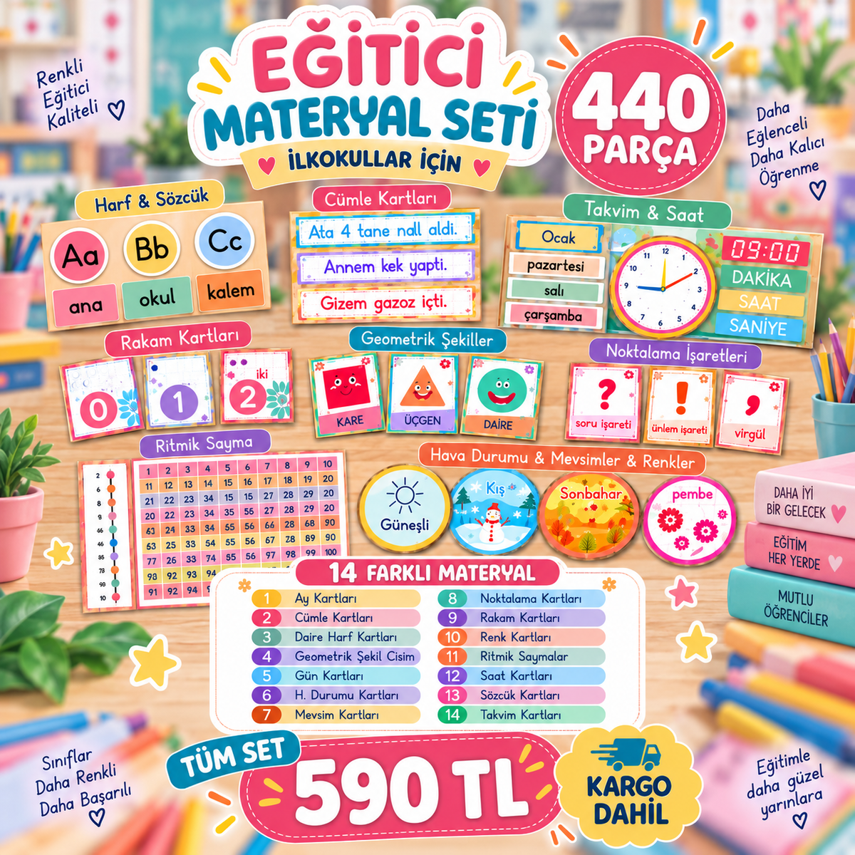 440 Parça İlkokul Eğitici Materyal Seti-zoom-1