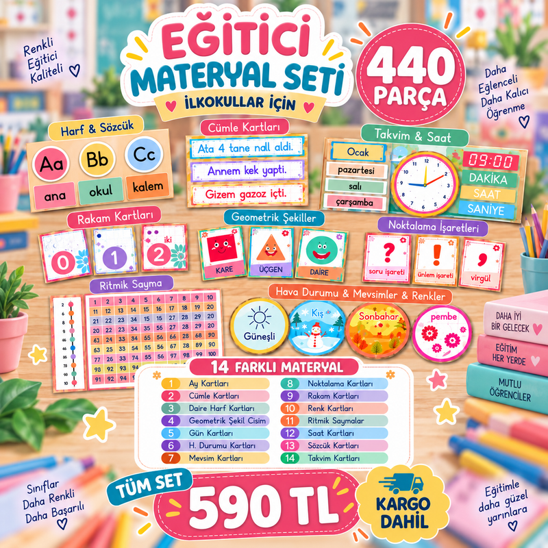 440 Parça İlkokul Eğitici Materyal Seti-zoom-