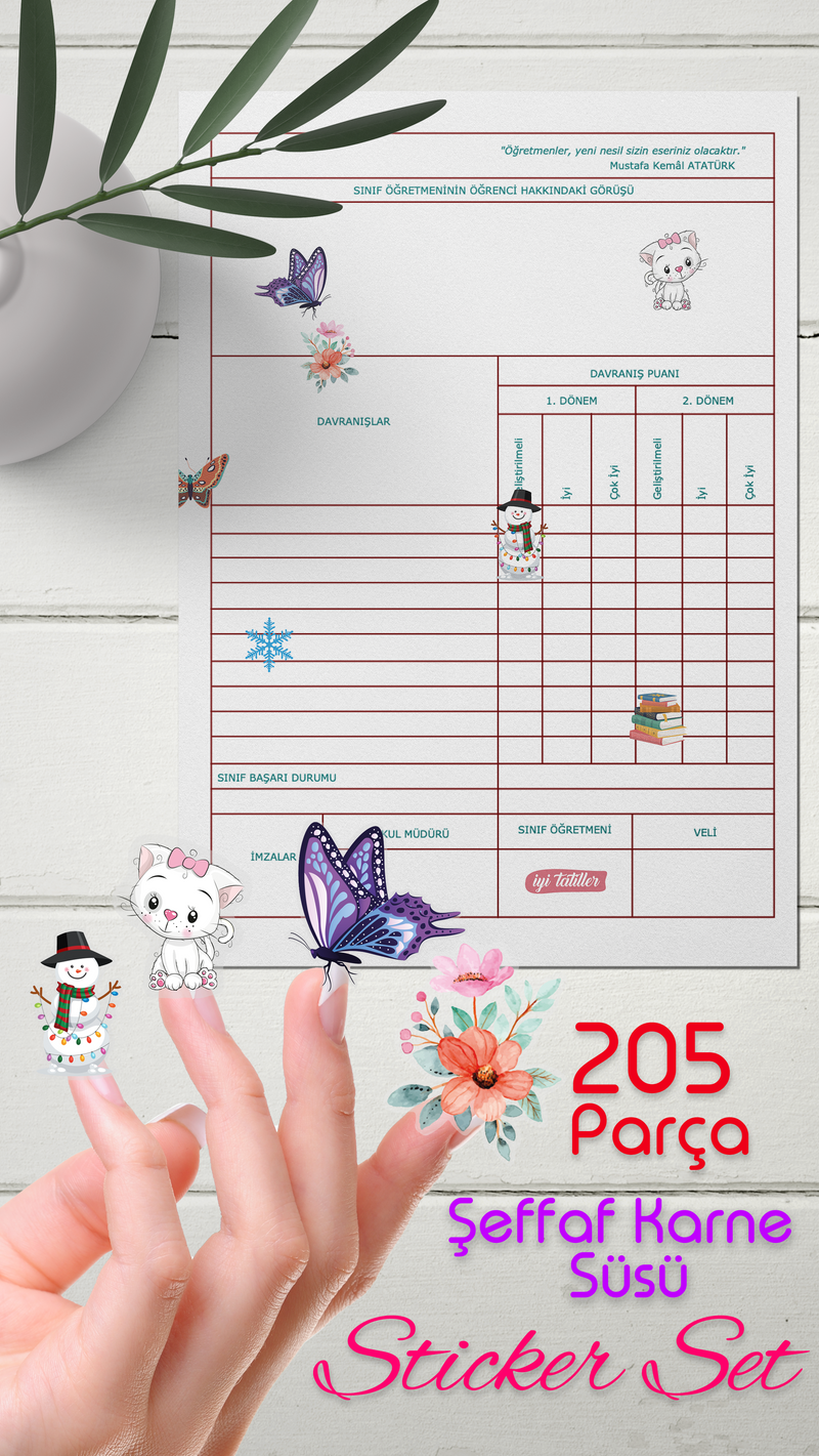 Sömestr Karne / Gelişim Raporu Şeffaf Sticker Set-zoom-