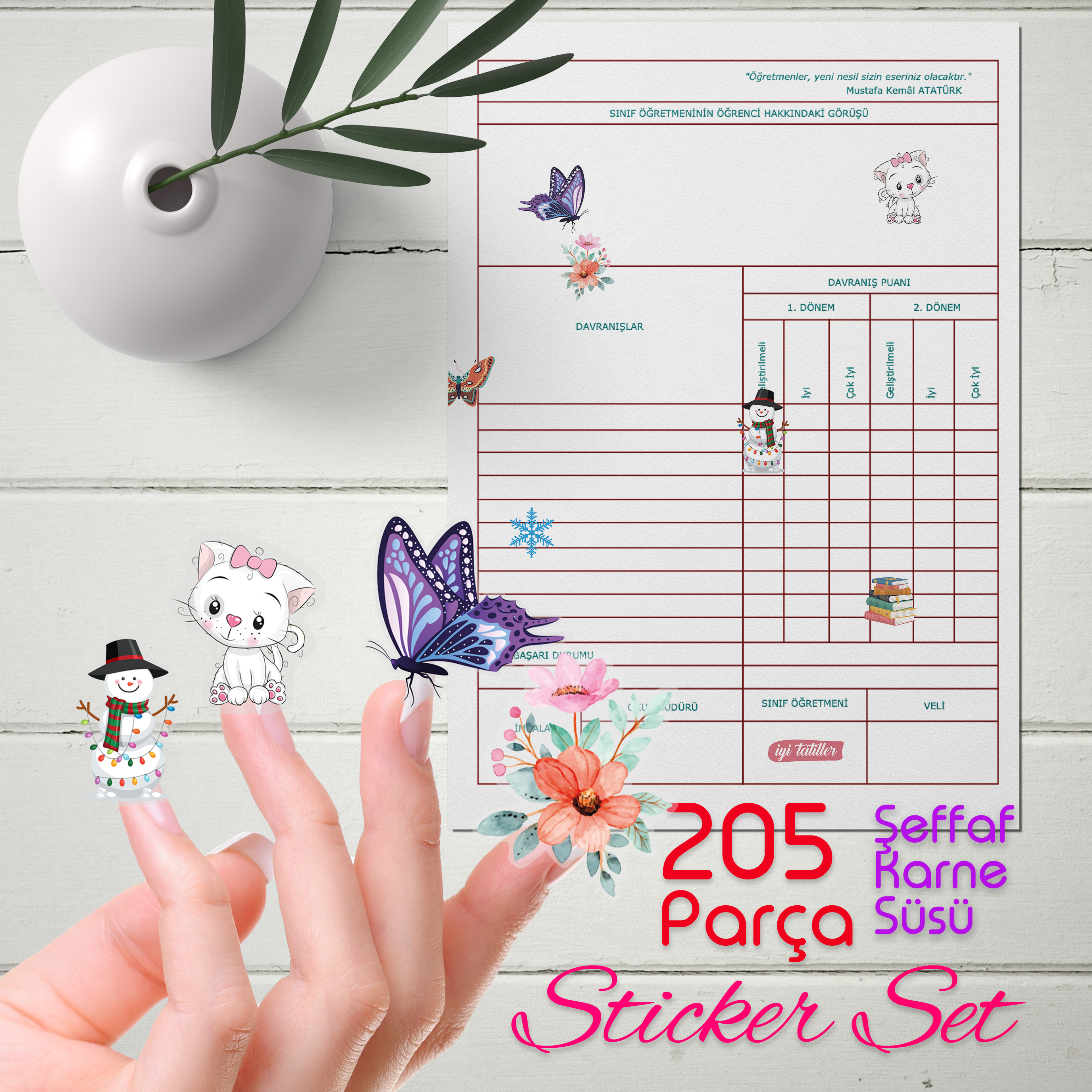 Sömestr Karne / Gelişim Raporu Şeffaf Sticker Set - pinoobi