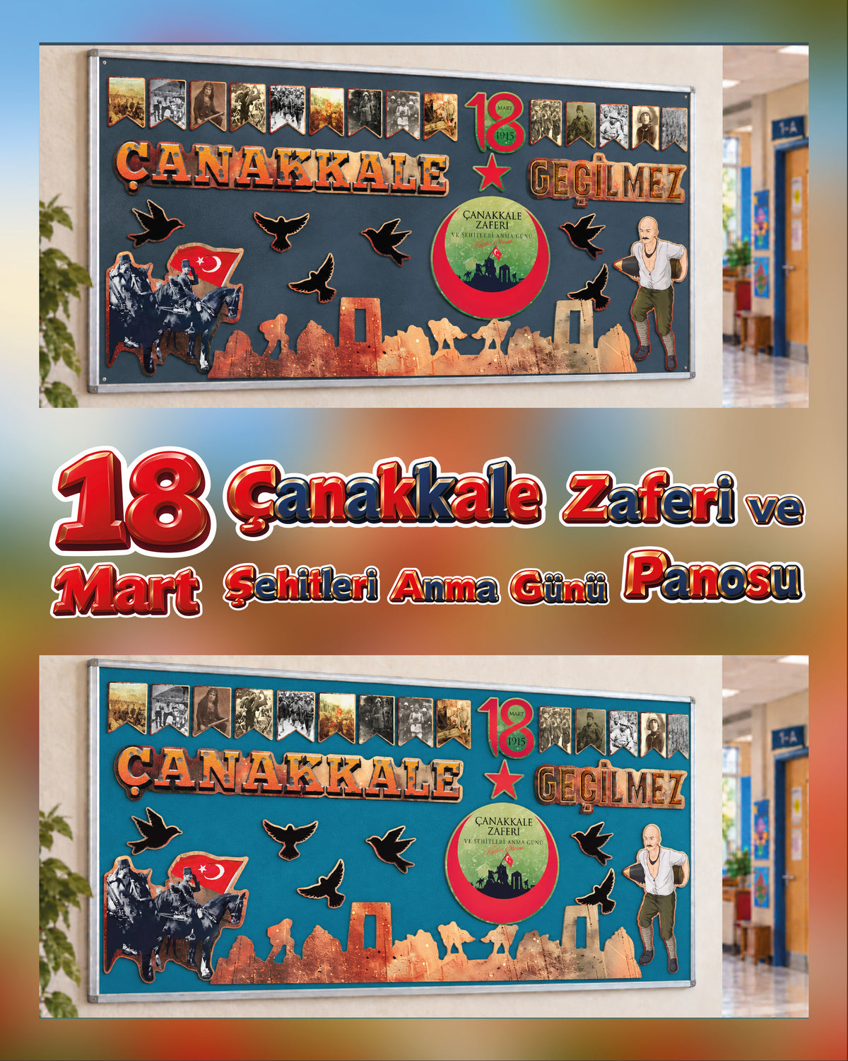 18 Mart Çanakkale Zaferi ve Şehitleri Anma Günü Sınıf Panosu Seti (170x80 cm)-1