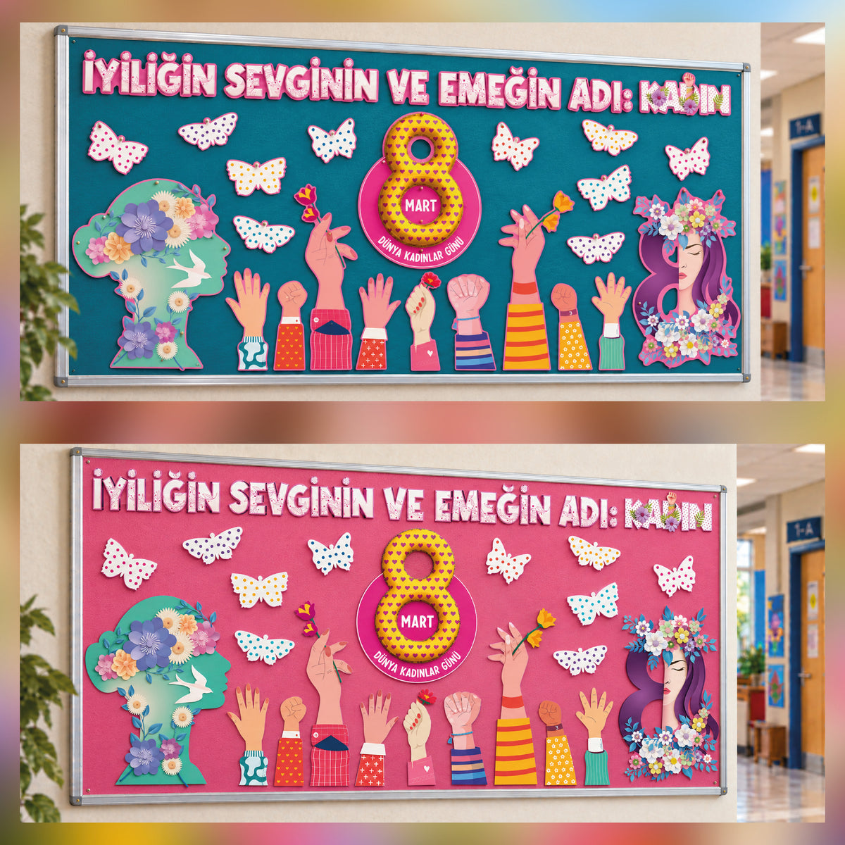 8 Mart Dünya Kadınlar Günü Sınıf Panosu Seti (170x80 cm)-zoom-2