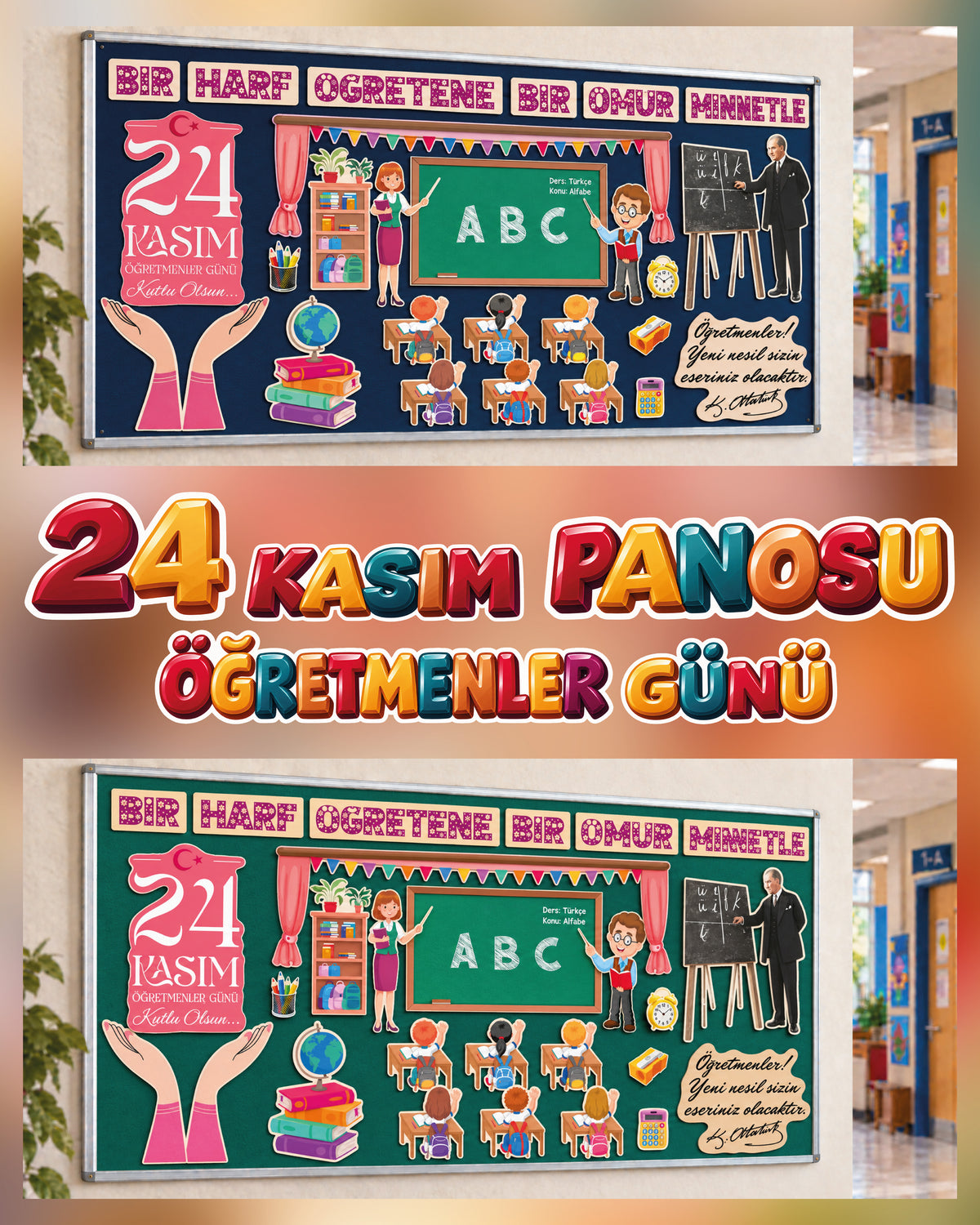 24 Kasım Öğretmenler Günü Sınıf ve Okul Panosu Seti-3