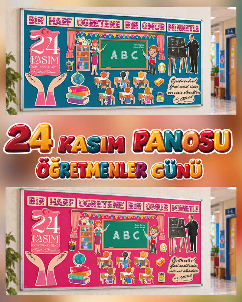 24 Kasım Öğretmenler Günü Sınıf ve Okul Panosu Seti-zoom-