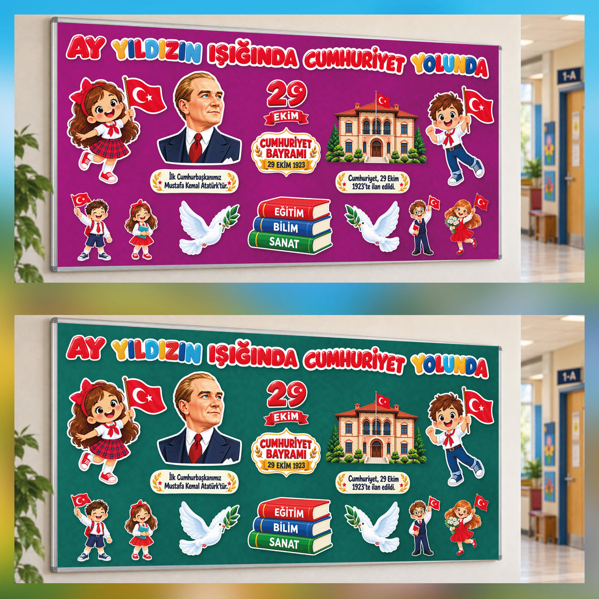 29 Ekim Cumhuriyet Bayramı Sınıf ve Okul Panosu Seti (170x80 cm)-zoom-8