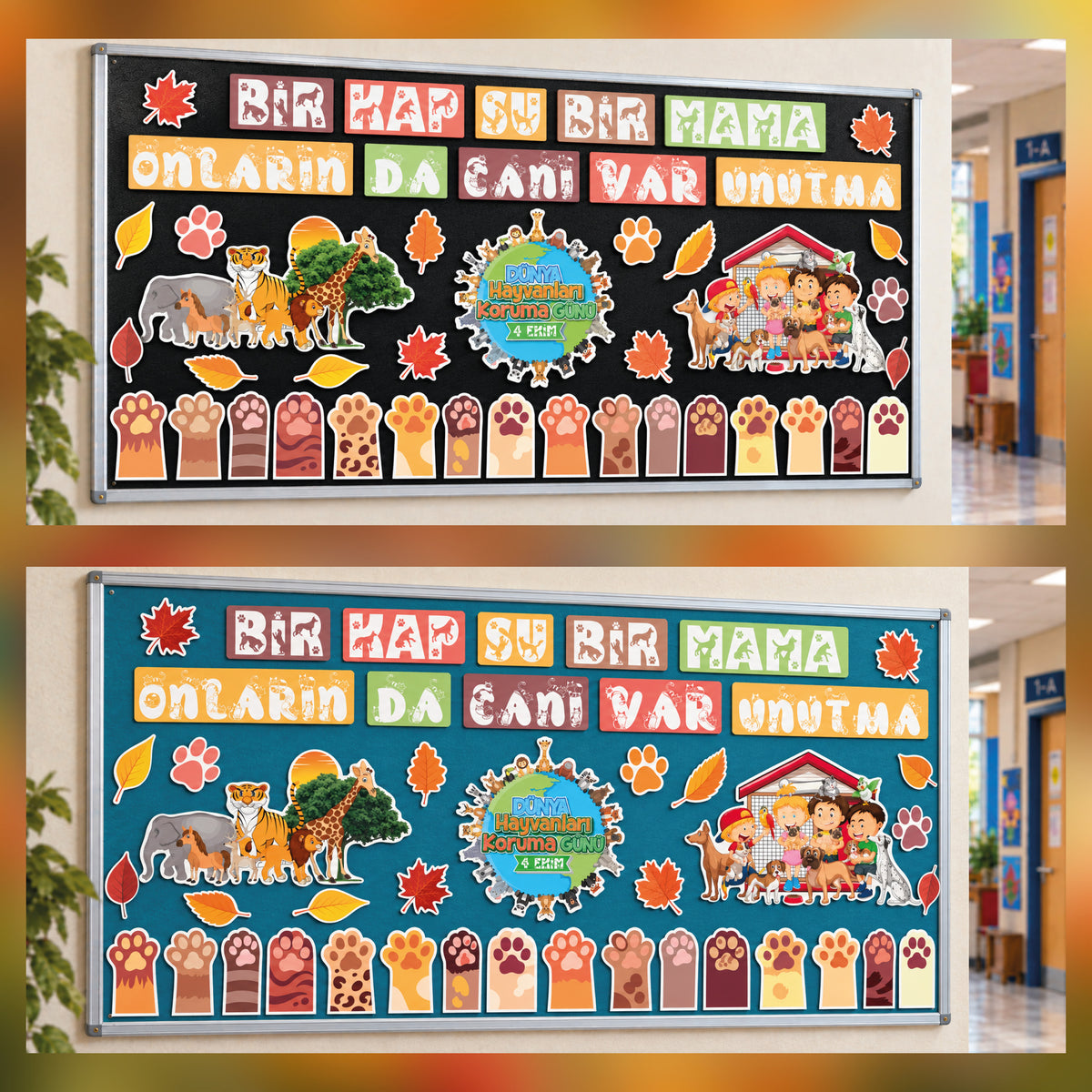 4 Ekim Dünya Hayvanları Koruma Günü Sınıf ve Okul Panosu Seti (170x80 cm)-9