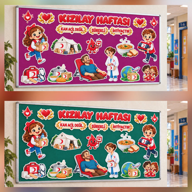 Kızılay Haftası Sınıf ve Okul Panosu Seti (170x80 cm)-zoom-