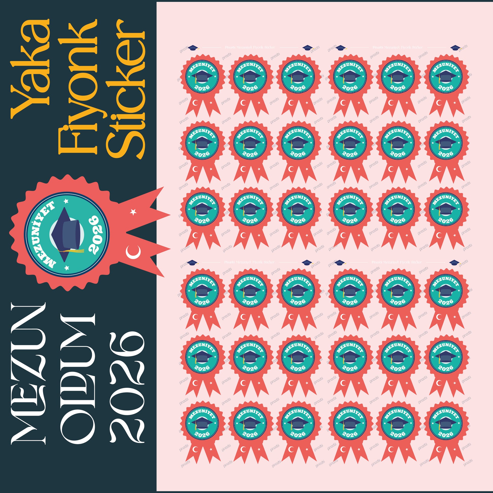 Mezuniyet Yaka Fiyonk Sticker Seti-7