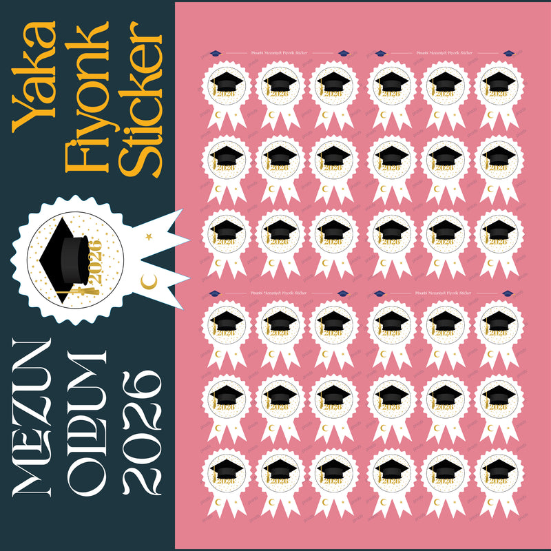 Mezuniyet Yaka Fiyonk Sticker Seti-zoom-