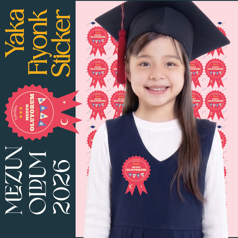 Mezuniyet Yaka Fiyonk Sticker Seti-zoom-