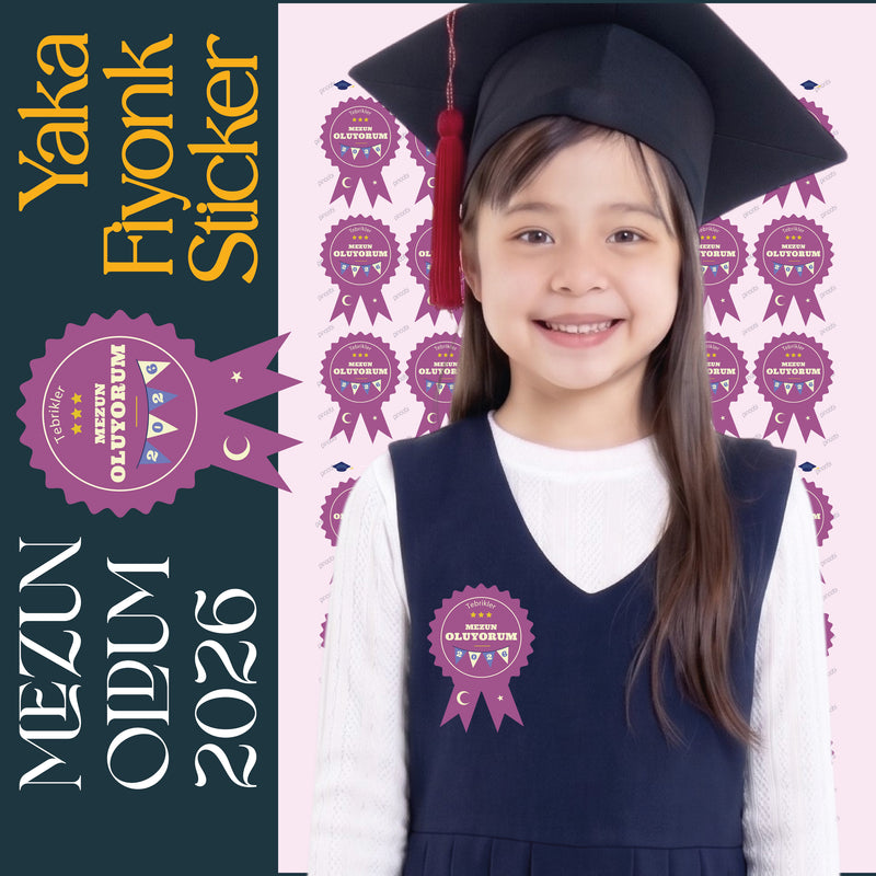 Mezuniyet Yaka Fiyonk Sticker Seti-zoom-