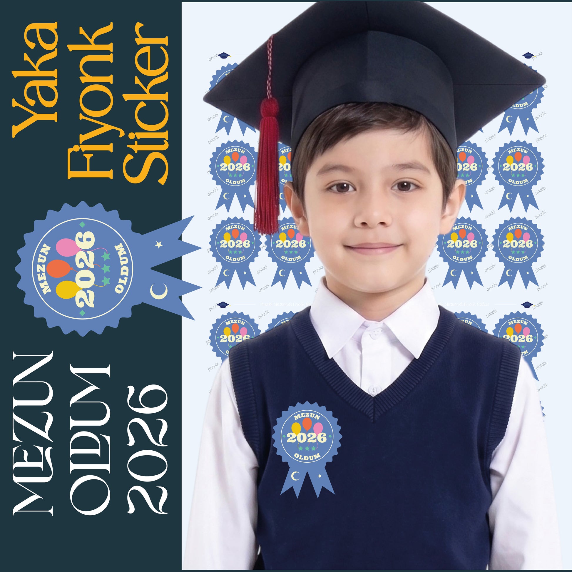 Mezuniyet Yaka Fiyonk Sticker Seti-12