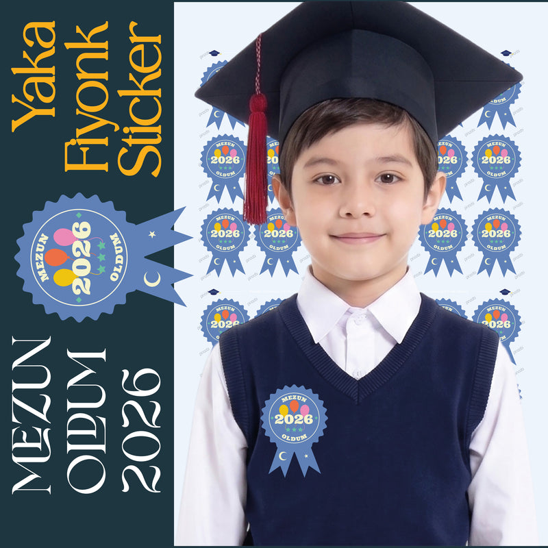 Mezuniyet Yaka Fiyonk Sticker Seti-zoom-