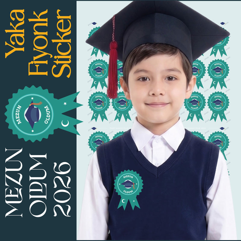 Mezuniyet Yaka Fiyonk Sticker Seti-zoom-