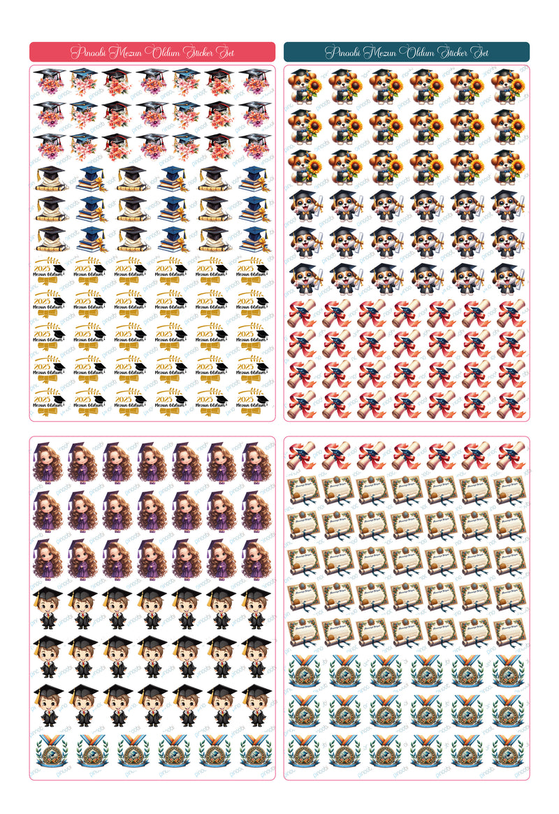 Mezuniyet Karne / Gelişim Raporu Şeffaf Sticker Set-zoom-